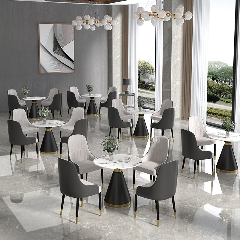 1/2/5 Pcs Metal Glam Dining Room Set with Round Dining Table Dinette Set