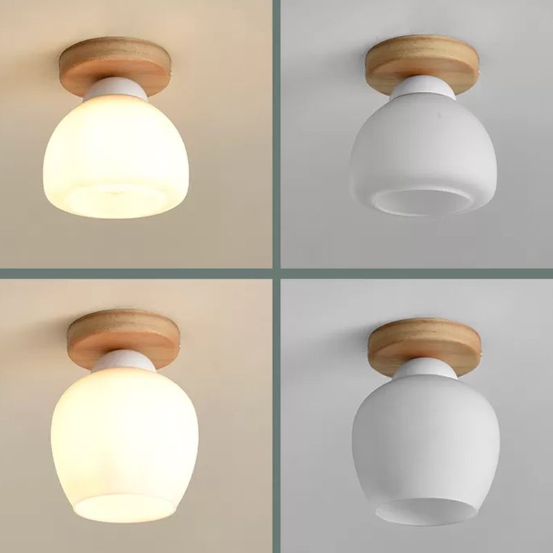 Luminaire de plafond à abat-jour blanc, montage encastré en verre moderne pour chambre à coucher