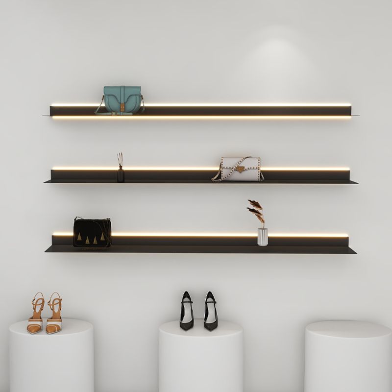 Industrial Metal Bookcase Closed Back Black Horizontal Bookshelf