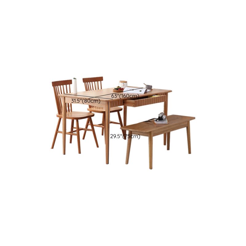 1/4/5 Pieces Dining Room Furniture Set Solid Wood Table and Bench Set