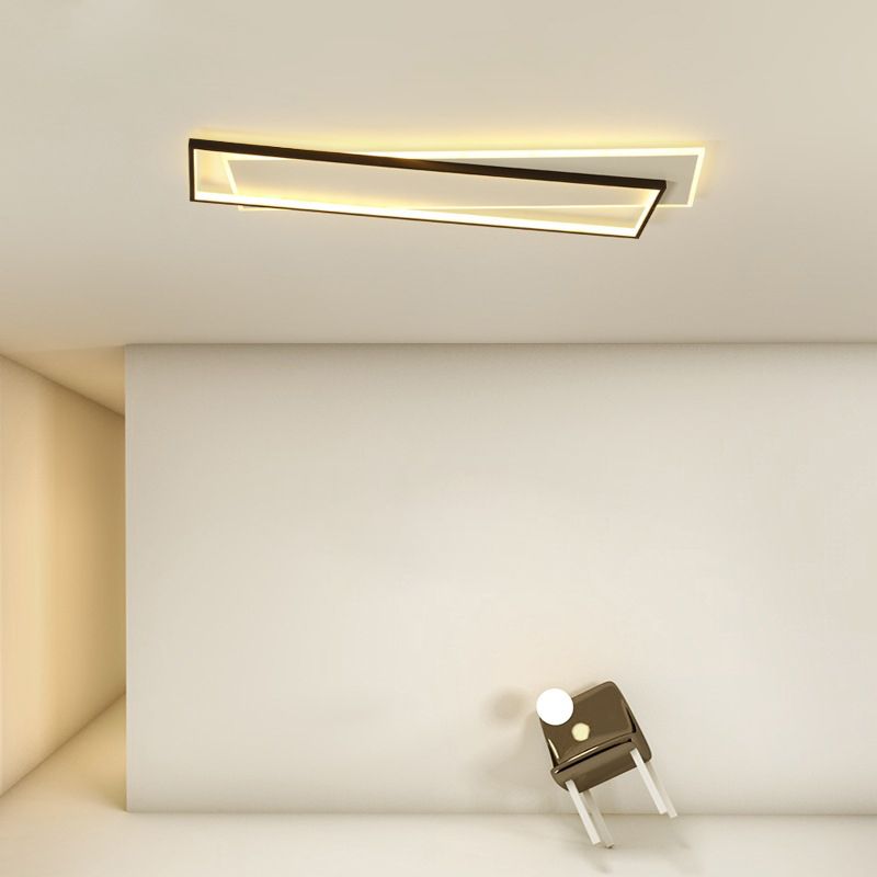 Luminaire de plafond rectangulaire noir-blanc, luminaire encastré en acrylique à LED Simple