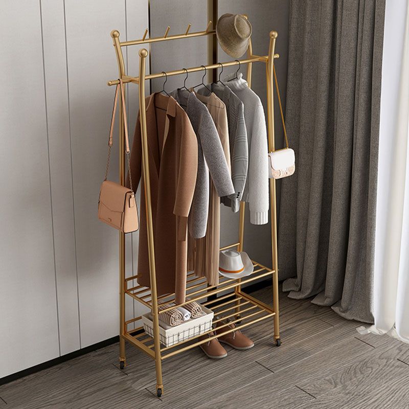 Modern Style Coat Rack Metallic Hooks Design Free Standing Coat Rack with Shelves