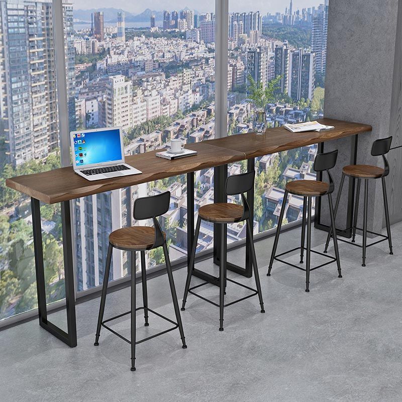 Pine Wood Bar Table Industrial Style Bar Table with Iron Sled Base