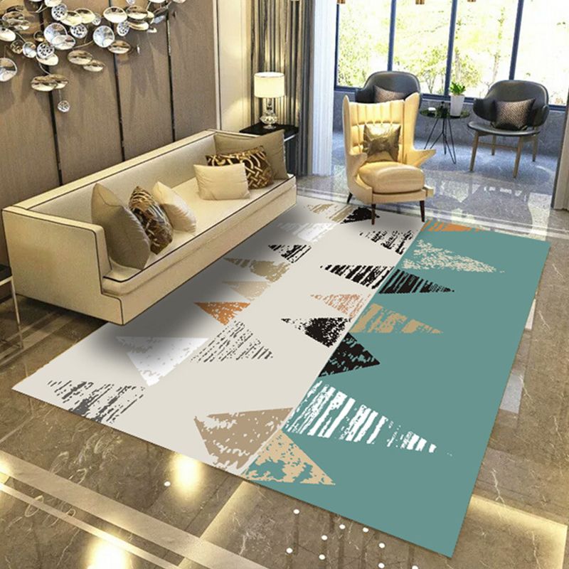 Modern Geometric Abstract Pattern Rug Multi Color Synthetics Carpet Anti-Slip Pet Friendly Machine Washable Rug for Living Room
