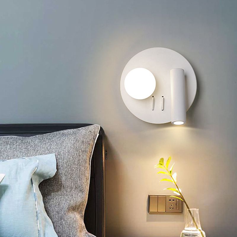 Round Wall Mounted Lamp Simplicity Acrylic LED White Surface Wall Sconce with Downlight Design in Warm/White Light
