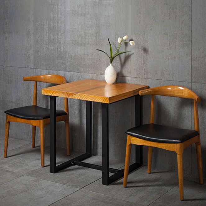 Industrial Solid Wood Dining Table Brown Trestle Dining Table for Dinning Room