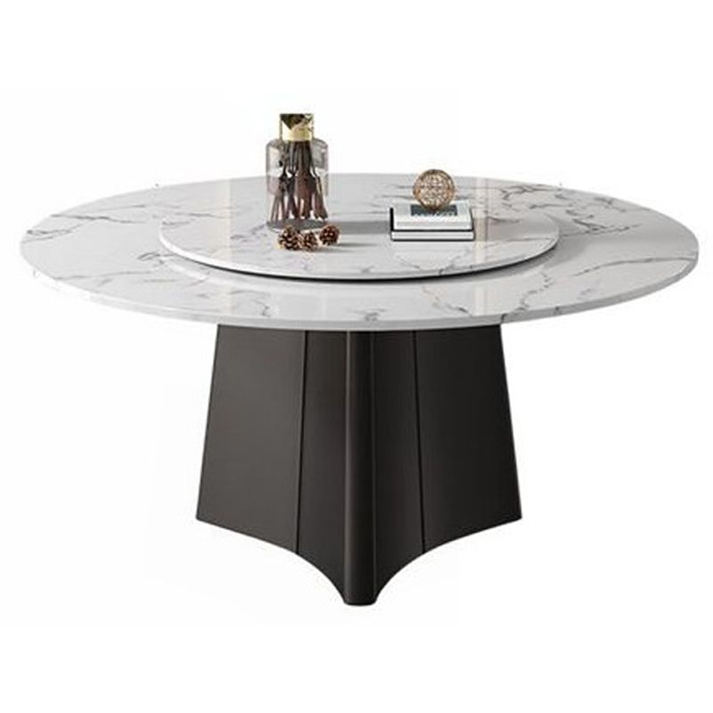 Traditional Luxury Pedestal Table Round Dining Table with Steel Base