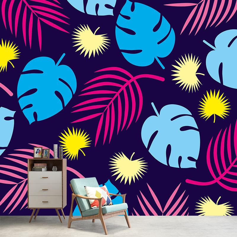 Mildew Resistant Tropical Plant Mural Wallpaper Decorative Wall Art for Bedroom