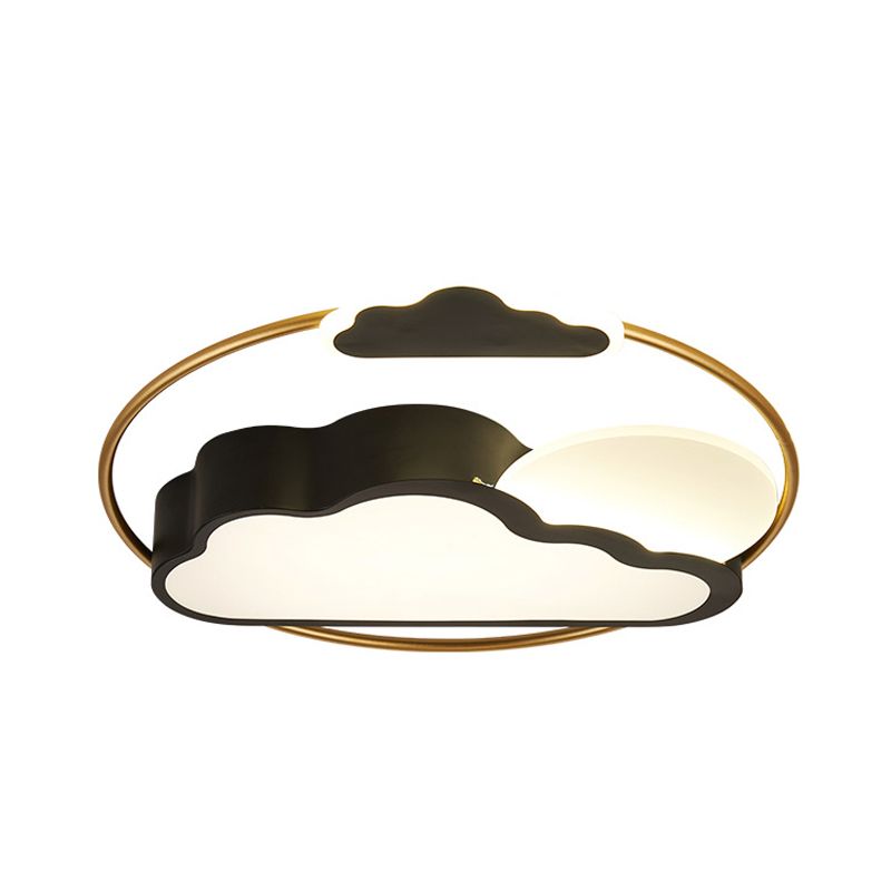 Cartoon LED Flush Mount Lighting with Acrylic Shade Black/Blue Finish Cloud-Shape Flush Lamp Fixture