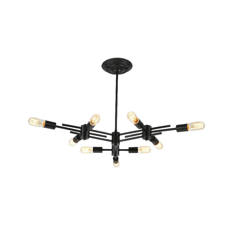 Restaurant de bulbe exposé suspendu suspendu métallique 9/12 têtes de plafond contemporain en noir
