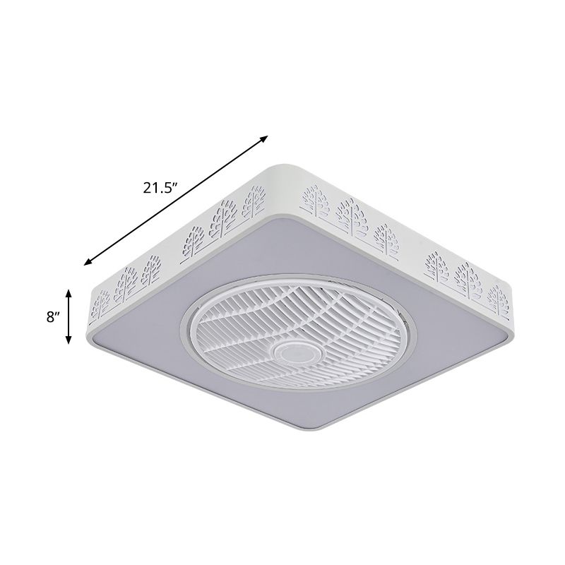 Éventail de ventilateur en acrylique linéaire / arbre LED SIMPLE LED CHAMBRE SEMI FUX FUX MONT ARMILATION EN BLANC avec 3 lames, 21,5 "W