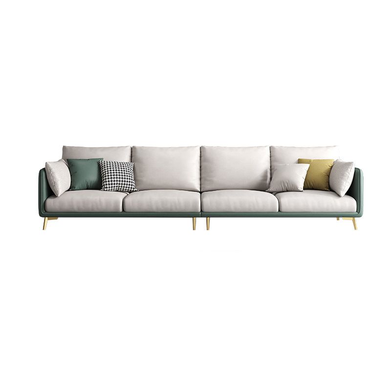 Modern Green and White Fabric Sofa Square Arm Sofa for Living Room