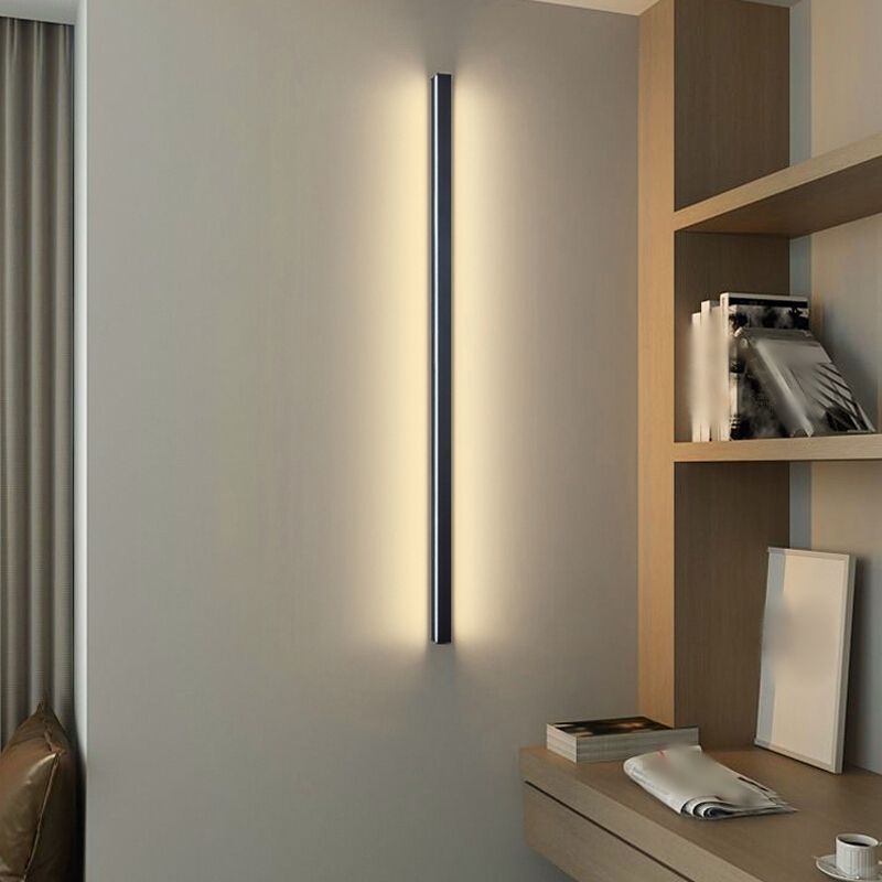 Linearer Schatten Metall Wandleuchte moderne Stil 1 Lichtwandhalterung Beleuchtung in Schwarz