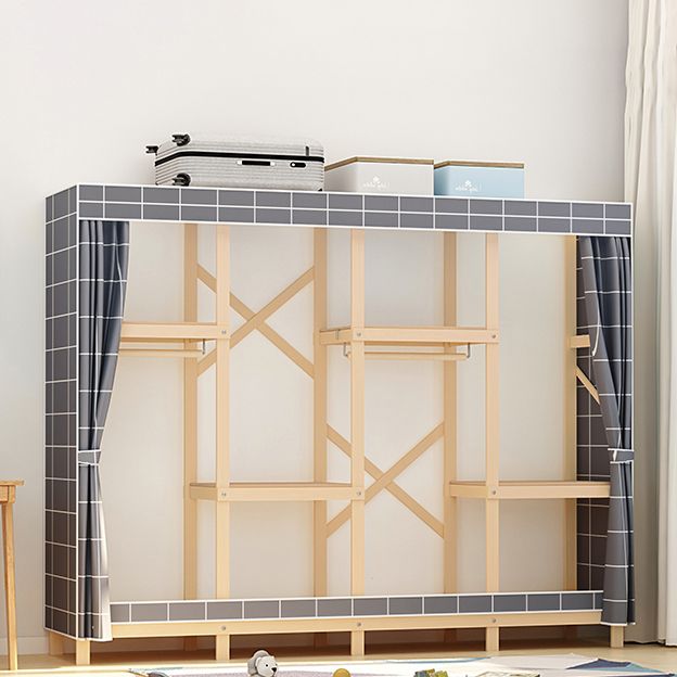 Contemporary Style Wardrobe Solid Wood 1-Door Wardrobe Closet for Bedroom