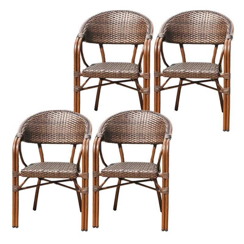 Tropical Rattan Patio Dining Chair Open Back Outdoors Dining Chairs
