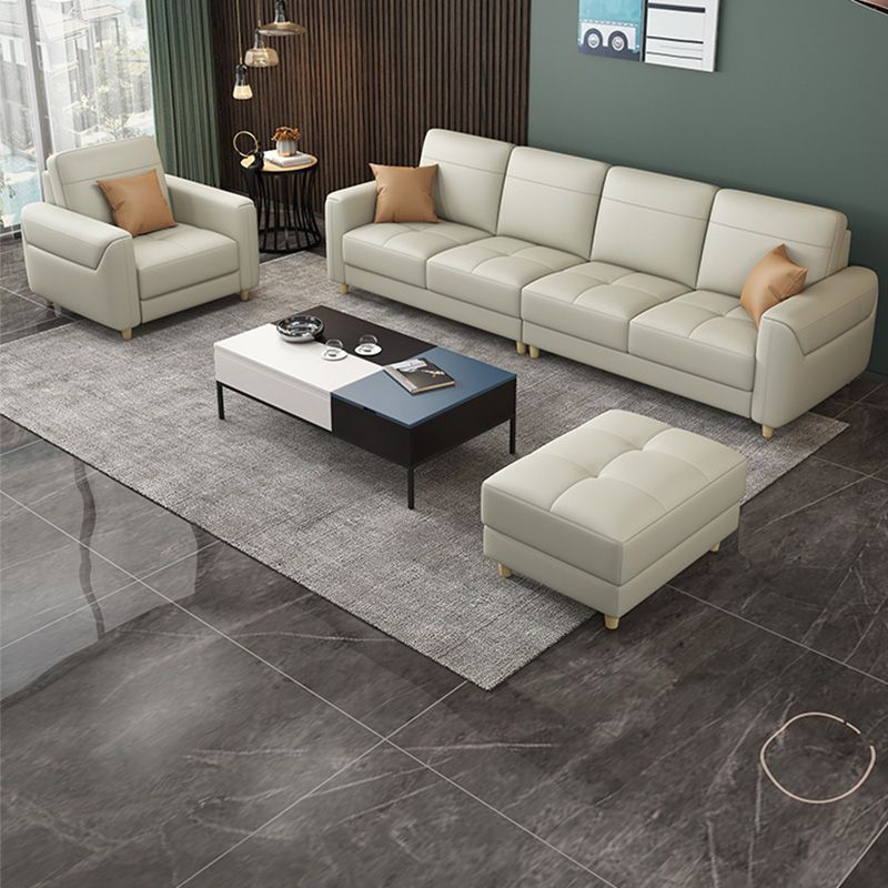 Contemporary Glam Leather Sofa with Bolster Pillows Seating for Living Room