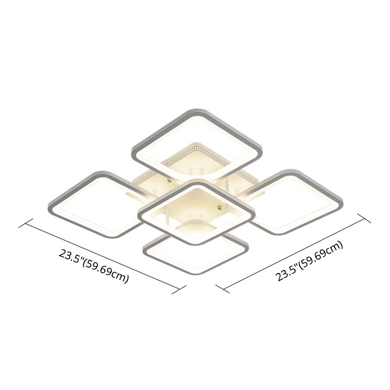 Acrylic Square Semi Flush Mount Ceiling Light Modern Style LED White Semi Flush Mount