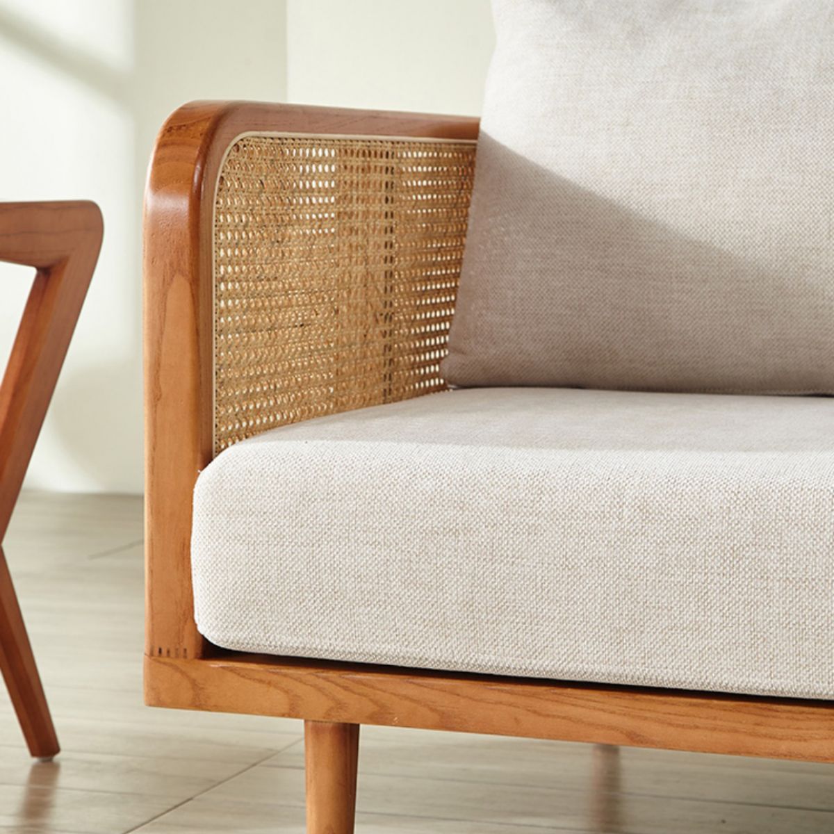 Solid Wood Square Arm Sofa Tropical Cushions Sofa for Living Room