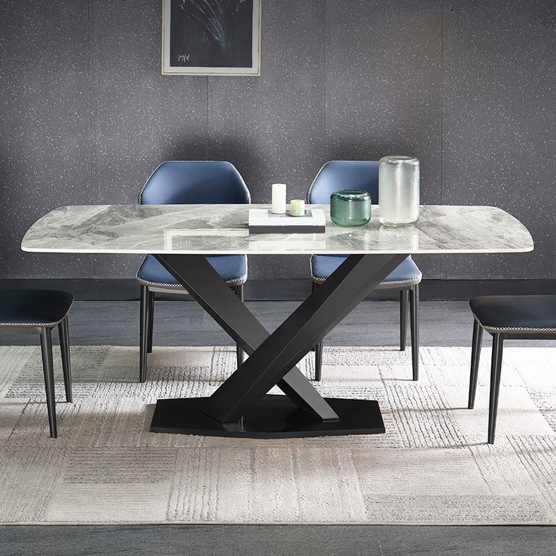 High Gloss Grey Stone Dinette Table Set 1/4/5/6/7 Pieces Modern Dining Set