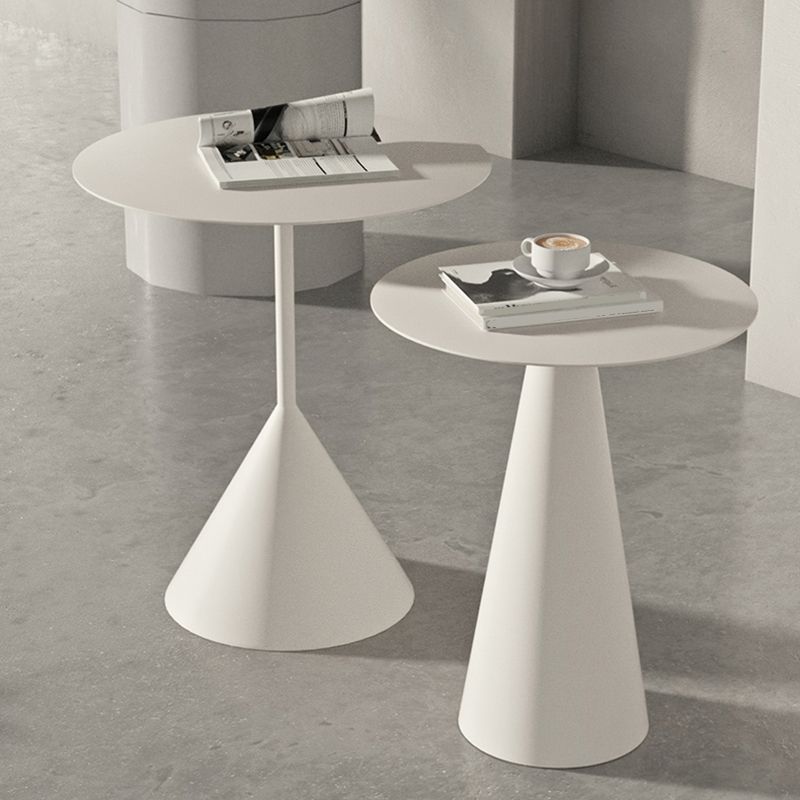 Mid-Century Modern Black/White Cocktail Table Round Coffee Table