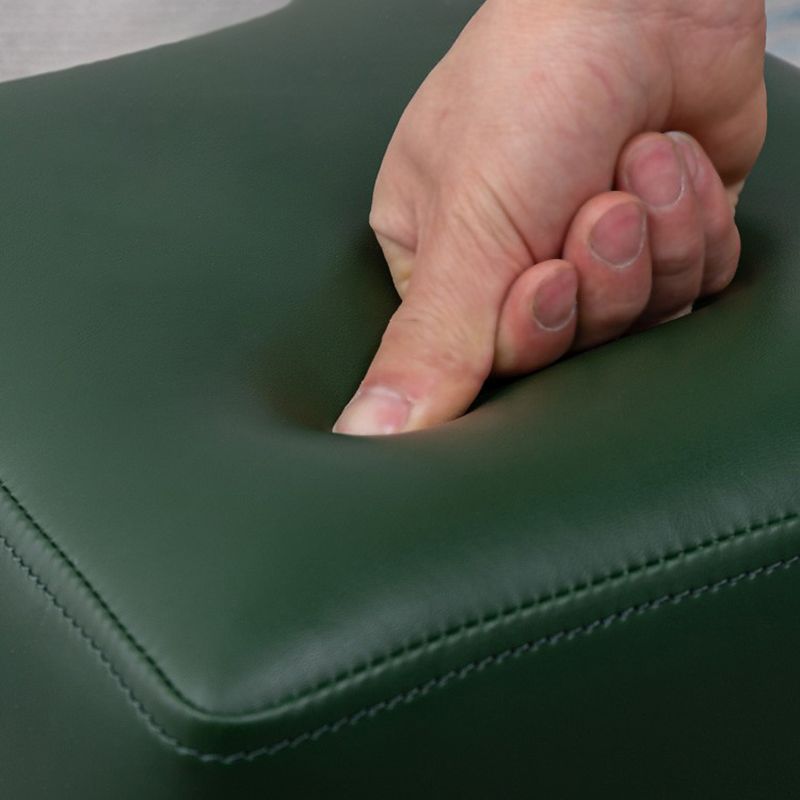 Contemporary Pouf Ottoman Faux Leather Upholstered Solid Color Ottoman