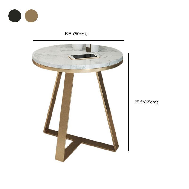 Round Marble End Table Set Glam Dia 19.7-In Sofa Side Accent Table