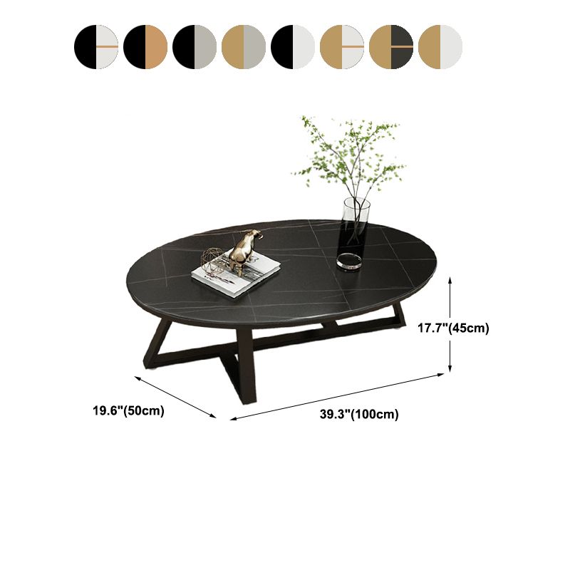 Cross Legs Coffee Table Slate Oval Coffee Table for Living Room