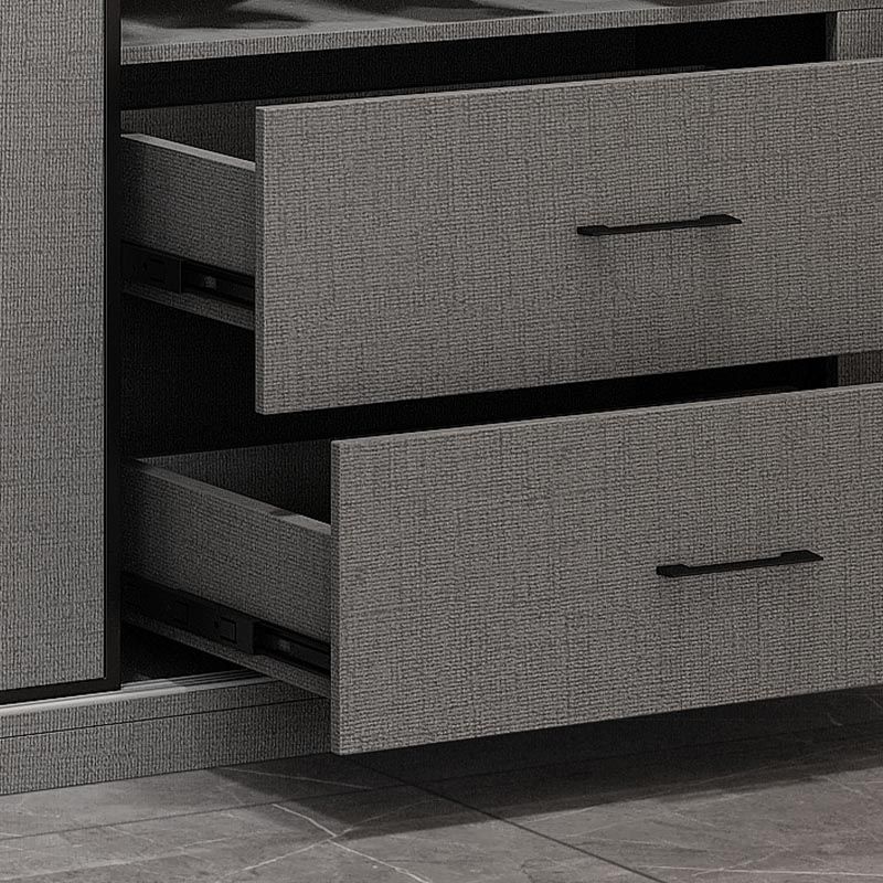 Modern Style Glass Wardrobe Gray Colour Soft Close Drawer Wardrobe Closet