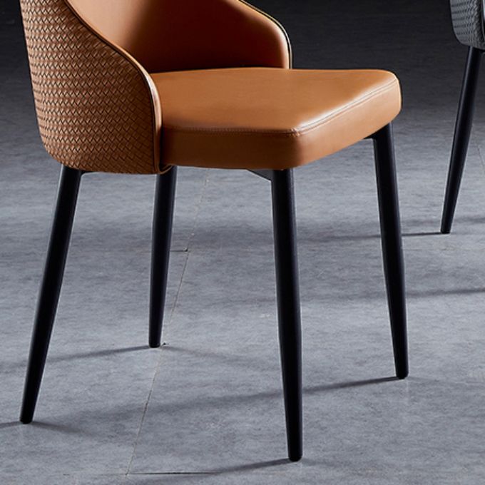 Contemporary Kitchen Dining Side Chair Leather Chair in Black Legs