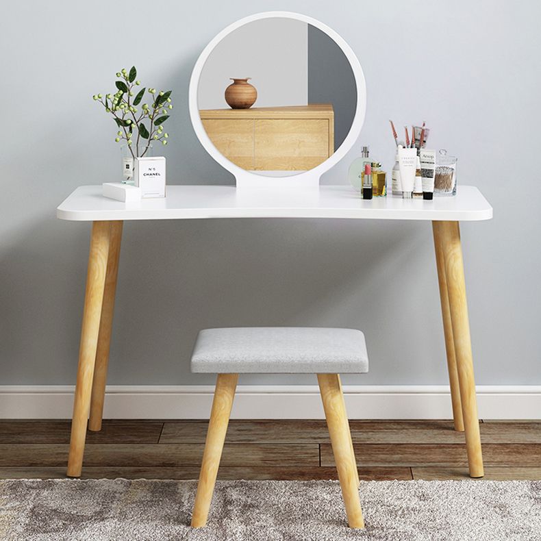 Modern Wood Make-up Vanity Mirrored Dressing Table Stool Set