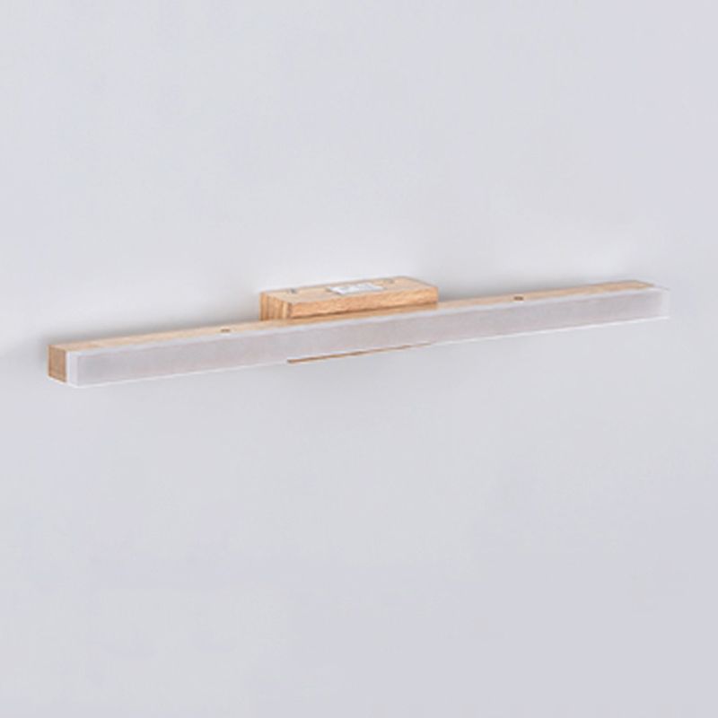 Linear Shape Wood Wall Sconce Modern Style 1 Light Mirror Wall Mounted Light in Brown