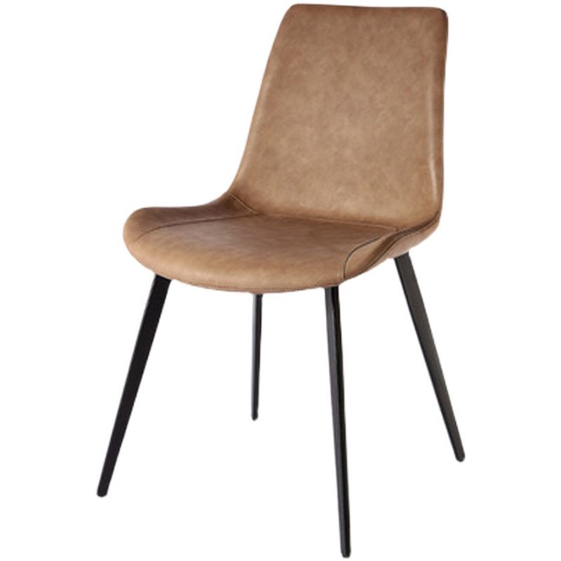 Silla auxiliar de cuero moderna para restaurante, silla de comedor con respaldo sólido (juego de 2)