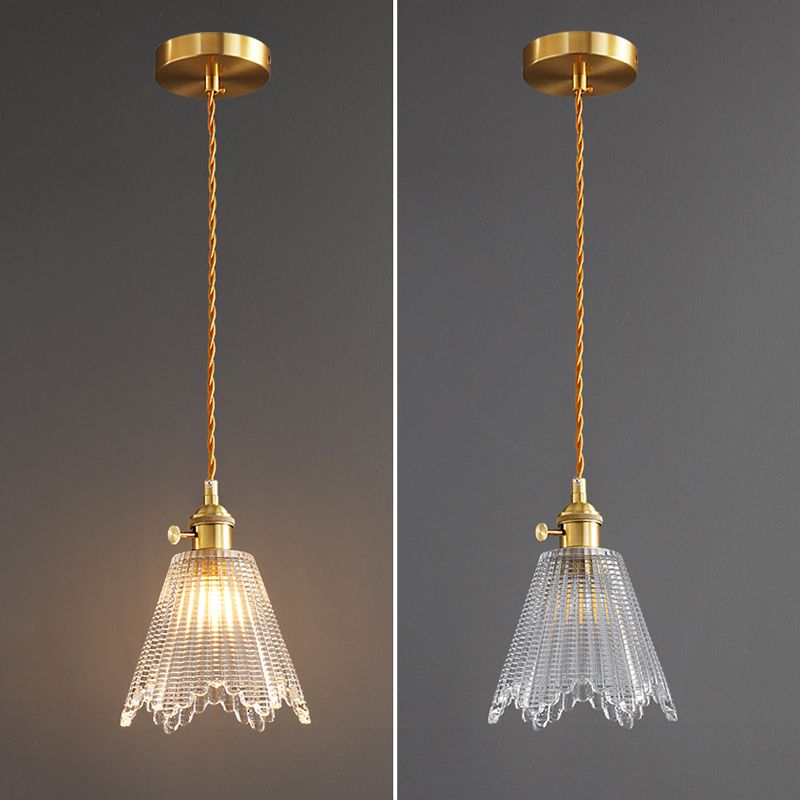 Glass Industrial Pendant Light 1-Light Hanging Ceiling Light for Bedroom