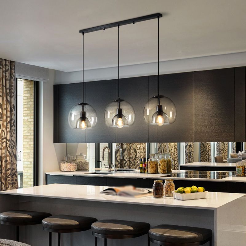 Multi Light Spherical Hanging Pendant Modern Style Glass Hanging Lighting for Living Room