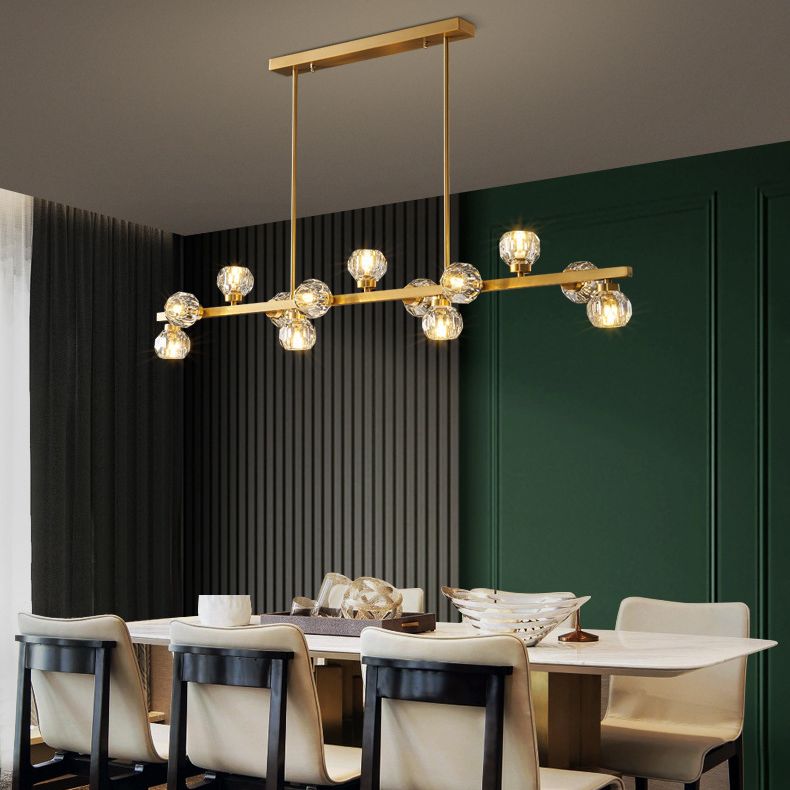 Modern Chandelier Bubble with Shape Island Lights Crystal And Metal Island Lamps in Gold