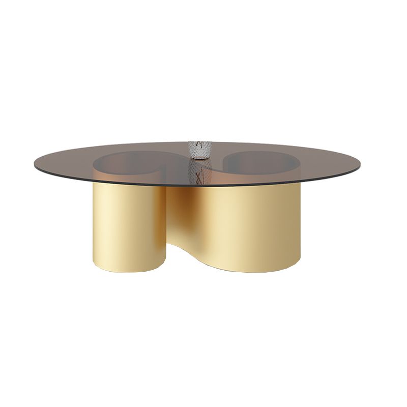 Contemporary Oval Top Coffee Table with Abstract Base Cocktail Table