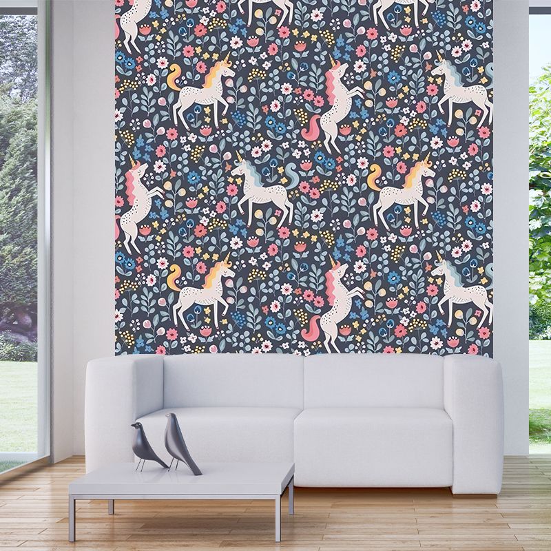 Unicorn in Wildflowers Wall Murals Contemporary Waterproof Living Room Wall Art, Custom Print