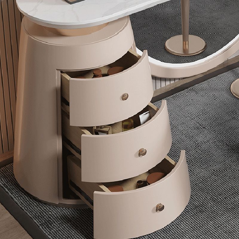 3 Drawers White Makeup Vanity Dressing Table Stool Set, 17.71" W x 29.52" H