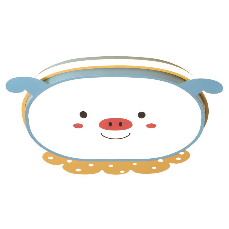 Cartoon Metal LED Flush Mount Light Fixture Cartoon Pig Flush Mount Spotlight for Kids Bedroom