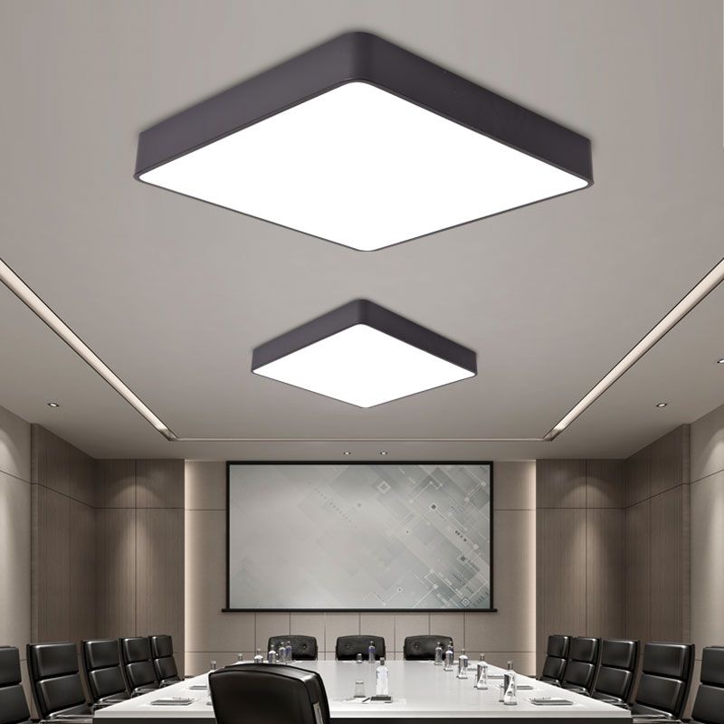 Metal Square Flush Ceiling Light Fixtures Contemporary Office Flush Mount Ceiling Light Fixture