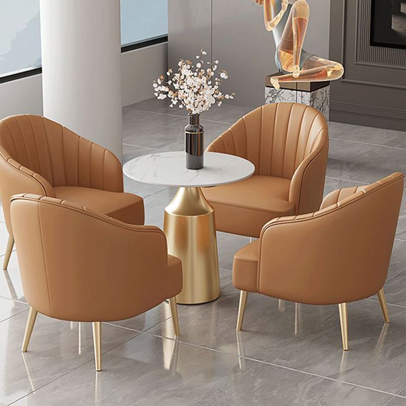 Modern Round Dining Table Glossy White Stone Top Table for Home