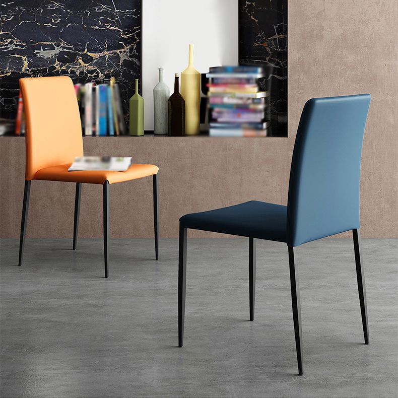 Silla de comedor de estilo moderno, sillas laterales sin brazos con patas de metal para cocina