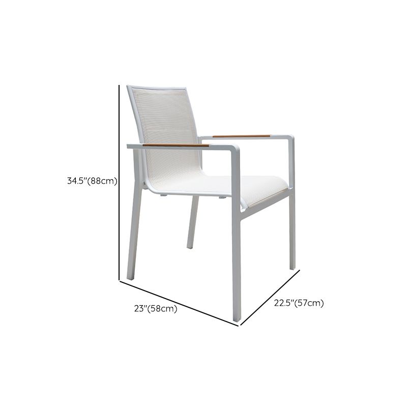 Contemporary White Outdoors Dining Chairs with Fabric Back Stacking Chairs