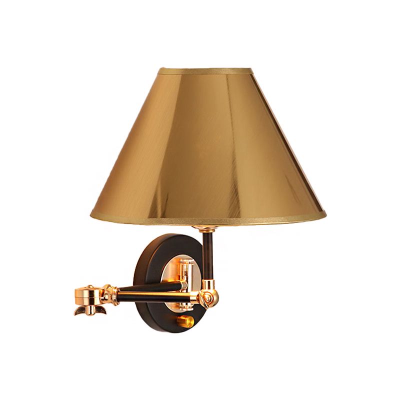 Metal Cone Wall Light Nordic 1 Light 10" W Indoor Wall Mounted Lamp with Swing Arm in Gold Finish