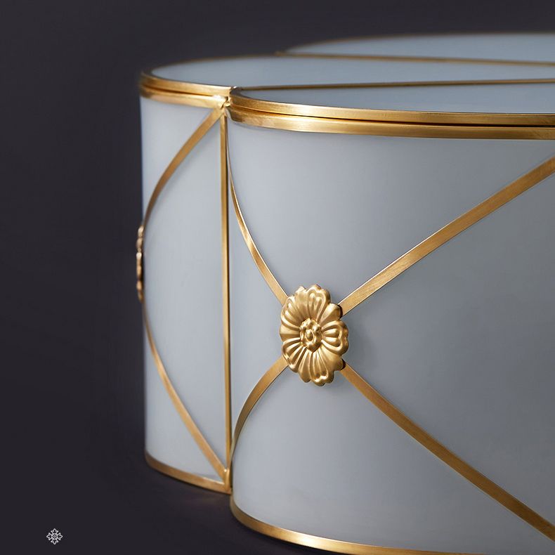 Plafonnier en verre à tambour doré, luminaire de plafond de Style Colonial pour salon