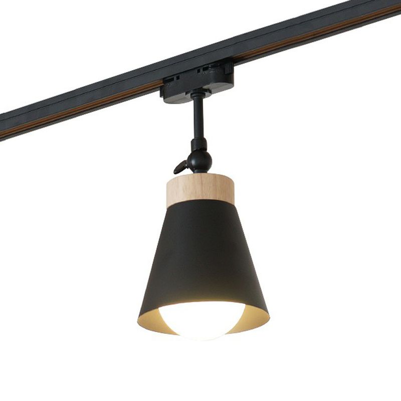 Lampe semi-encastrée pour salon, projecteur de Style nordique, éclairage sur rail avec abat-jour conique en métal
