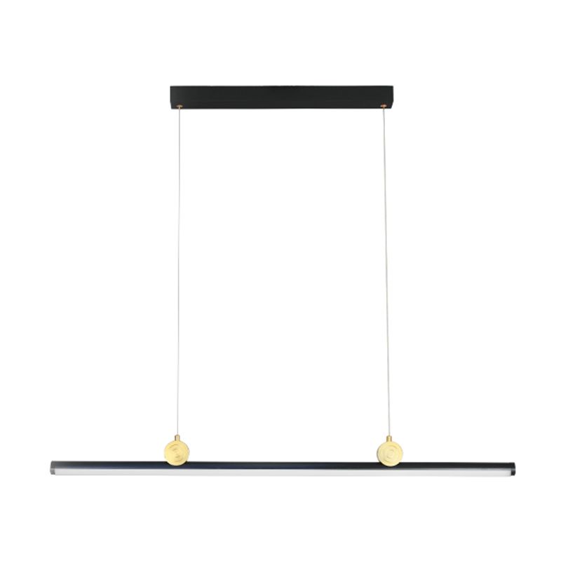 Black Aluminum Island Lamp Modern Linear Restaurant Pendant Light with Acrylic Shade