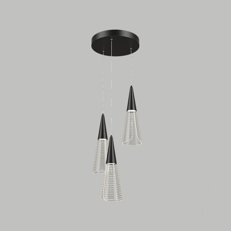 Cone Hanging Light Fixtures Modern Simple Acrylic Ceiling Pendant for Stairwell