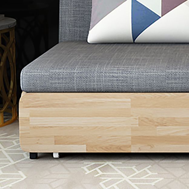Contemporary Sofa Bed Fabric Wood with Storage Cushion Back Gray Armless Futon Frame