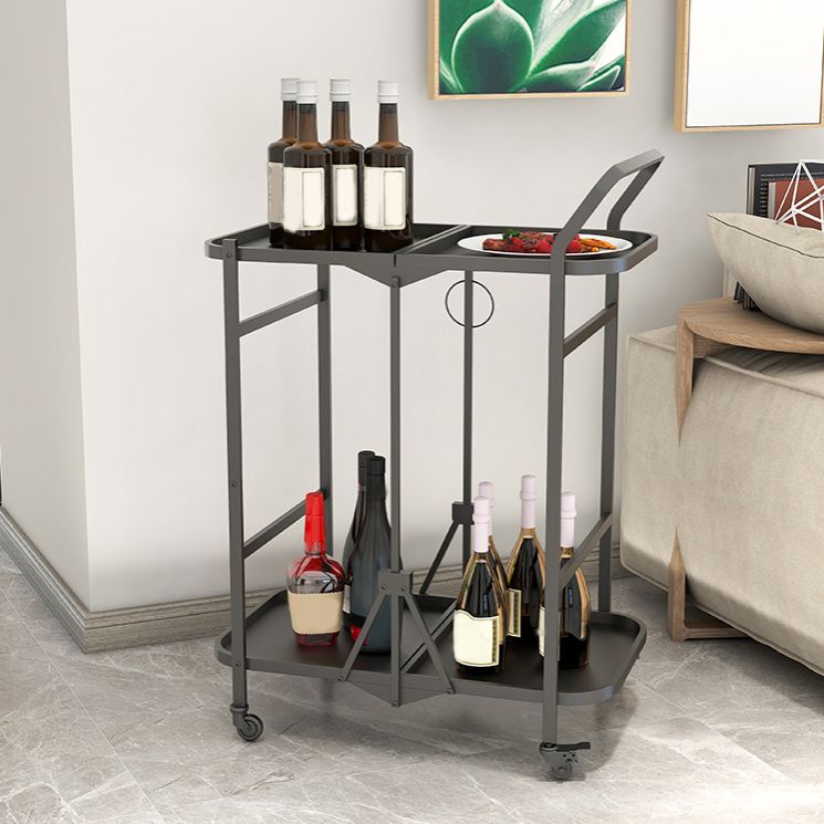 Contemporary 35.43"H Folding Prep Table Rectangular Metal Prep Table for Dining Room